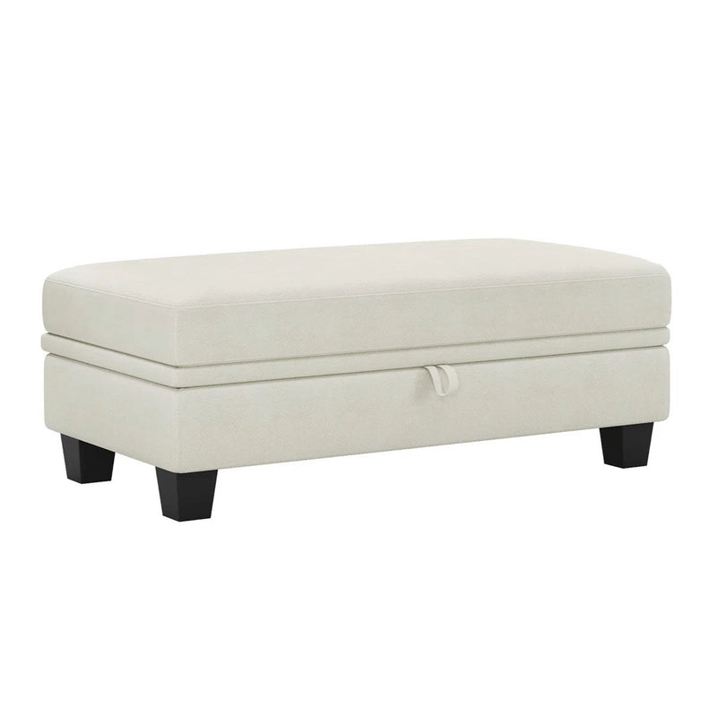 Chenille Storage Ottoman (714402) - Beige / Black