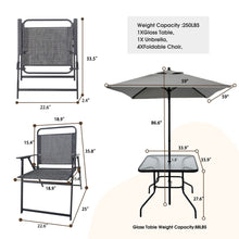 Load image into Gallery viewer, Outdoor Patio Dining Set For 4 People, Metal Patio Furniture Table And Chair Set With Umbrella - Black
