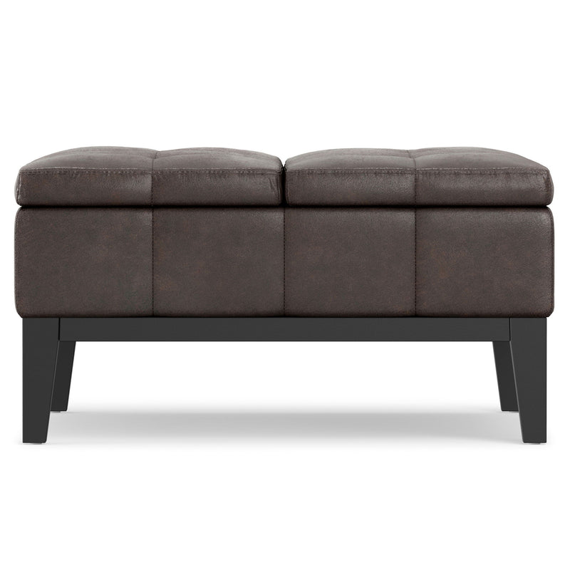 Leather Cocktail Ottoman With Storage - Brown