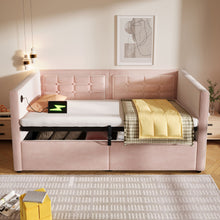 Load image into Gallery viewer, Upholstered Hydraulic Storage Daybed With USB &amp; Type C Charging
