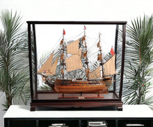 Load image into Gallery viewer, HMS Surprise 1796 Table Top Display Case Hand Painted Model Boat - Brown
