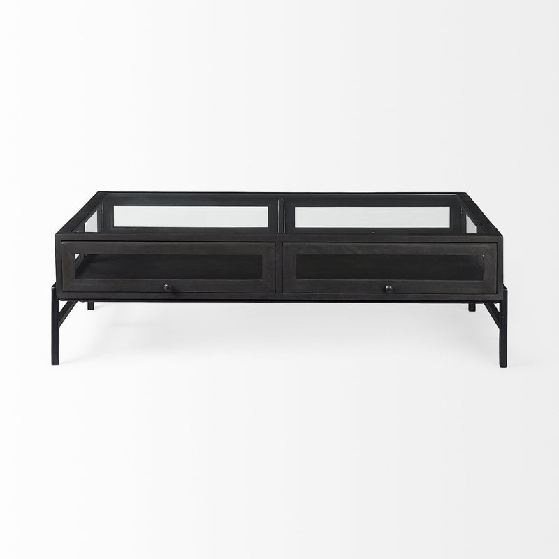 Mirrored Frame Coffee Table (727834) - Clear / Black
