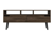 Load image into Gallery viewer, 54" Wood Enclosed And Open Storage TV Stand - Dark Brown
