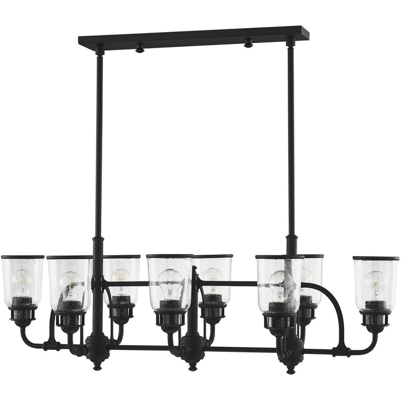 21" Eight Light Dimmable Chandelier With Shades - Black