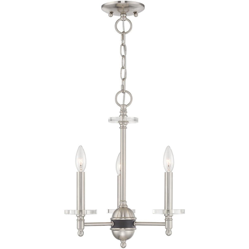 18'' Three-Light Dimmable Chandelier With Shades - Nickel
