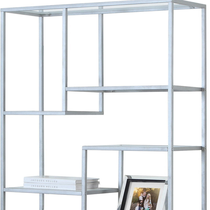 Nine Tier Etagere Bookcase - Silver / Clear