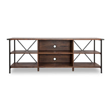 Load image into Gallery viewer, 65" Wood And Steel Open Shelving TV Stand - Black And Walnut
