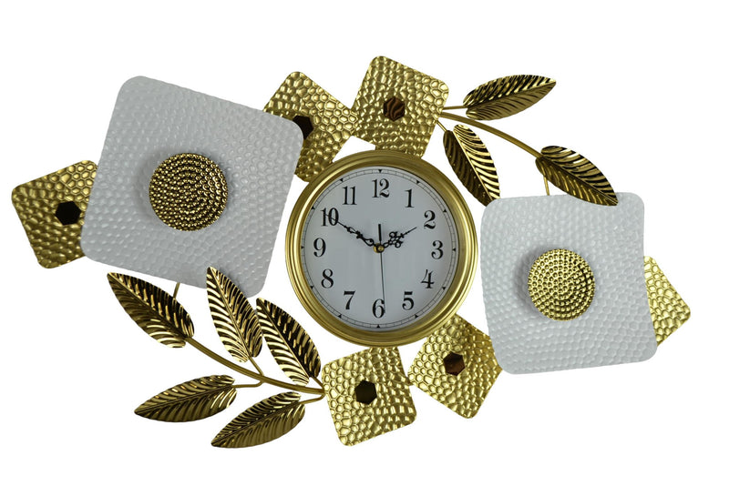 Silent Analog Floral Oval Wall Clock - Gold / White