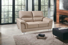Load image into Gallery viewer, Faux Leather Love Seat - Beige / Silver
