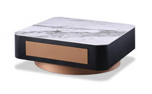 Load image into Gallery viewer, Modern Coffee Table With One Drawer - White Black And Rose Gold
