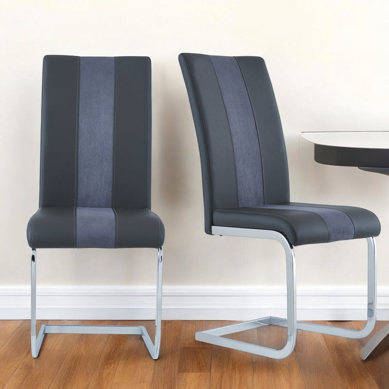 Faux Leather Dining Side Chairs (Set of 4) - Gray