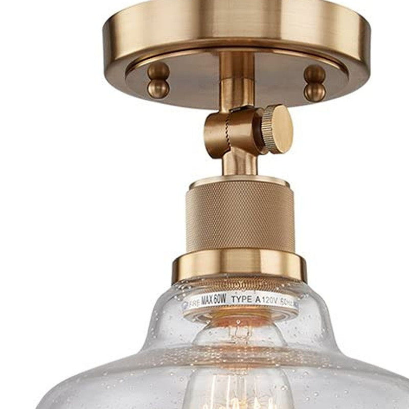 Shaded Metal Dimmable Flush Chandelier With Shades - Gold