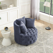 Load image into Gallery viewer, Modern Upholstered Swivel Chair With Button Tufted Design And Movable Wheels
