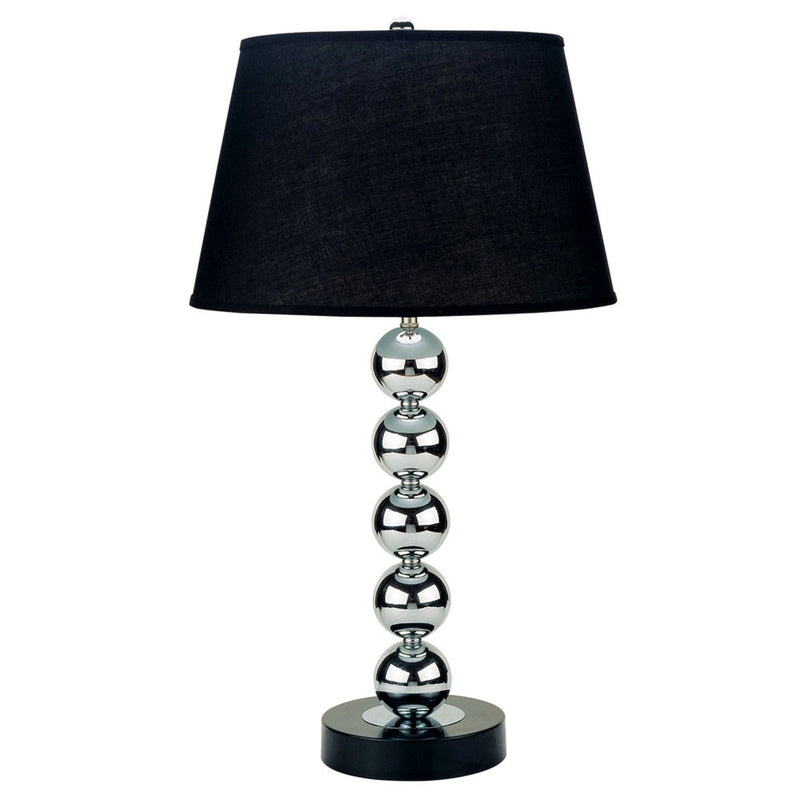 Bauble Table Lamp With Black Shade - Silver