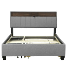 Load image into Gallery viewer, Upholstered Platform Bed With Storage Headboard, Trundle &amp; 2 Drawers And A Set Of Sockets &amp; USB Ports

