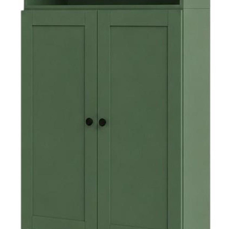 Solid Wood Adjustable Six Tier Library Bookcase With Two Doors (745625) - Green