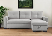 Load image into Gallery viewer, Polyester Blend Convertible Futon Sleeper Sofa With Black Legs - Light Gray
