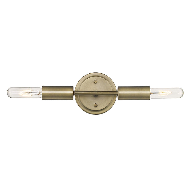 Two Light Dull Narrow Bulb Wall Light - Gold