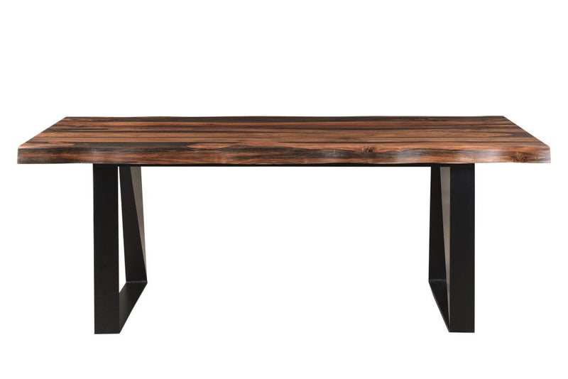 80" Solid Wood And Metal Sled Base Dining Table - Dark Brown