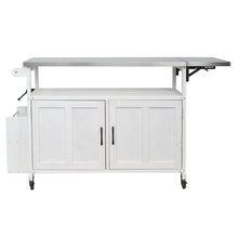 Load image into Gallery viewer, Foldable Outdoor Kitchen Island With Lockable Wheels, Storage Cabinet And Towel Rack For Patio
