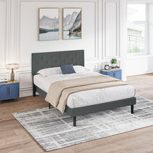 Load image into Gallery viewer, Modern Upholstered Platform Bed Frame With Button Tufted Fabric Headboard
