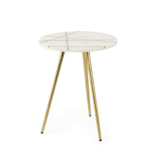 Load image into Gallery viewer, Stone And Metal Tray Table (605372) - White / Gold
