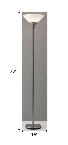 Torchiere Floor Lamp With White Cone Shade - Silver