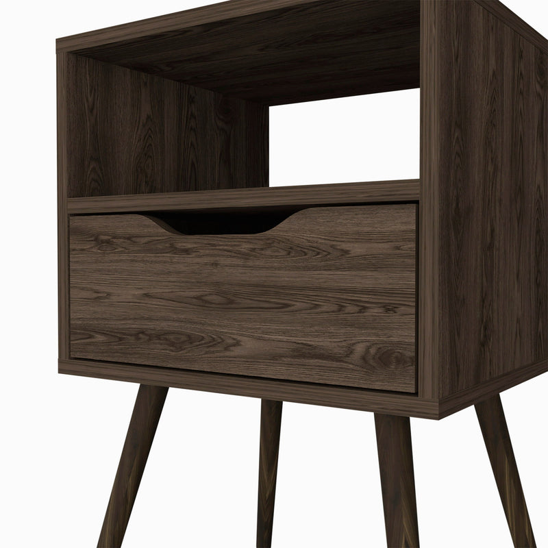 25" One Drawer Faux Wood Nightstand - Brown