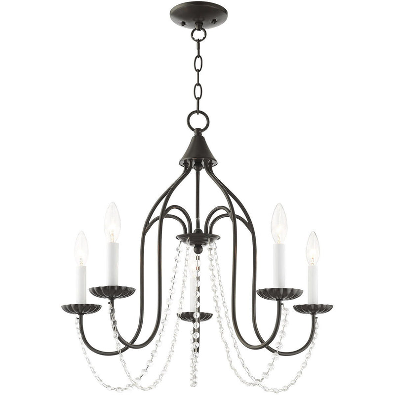 23'' Five Light Dimmable Chandelier With Shades - Bronze