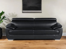 Load image into Gallery viewer, Silver Legs Leather Sofa - Black
