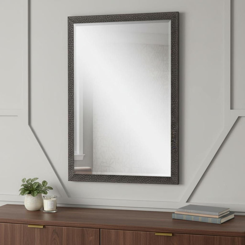 31" Solid Wood Framed Accent Mirror - Dark Brown