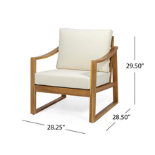 Load image into Gallery viewer, Outdoor Acacia Wood Club Chairs With Water Resistant Cushions - Teak / Beige
