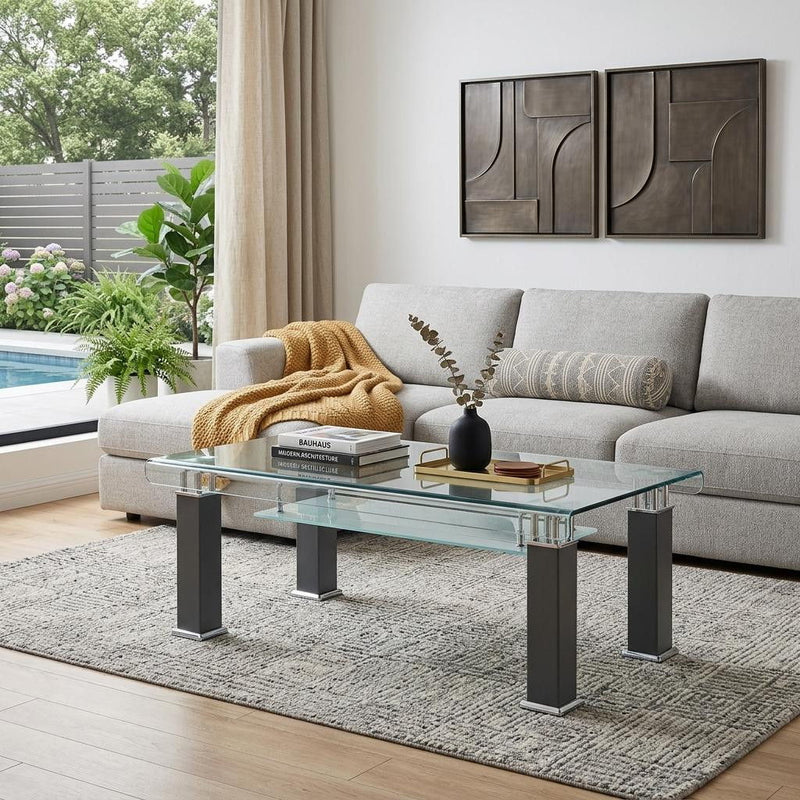 Mirrored Coffee Table - Gray