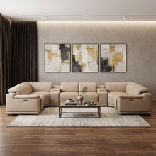 Load image into Gallery viewer, Modular Leather U-Shaped 8 Piece Corner Sectional With Console - Beige
