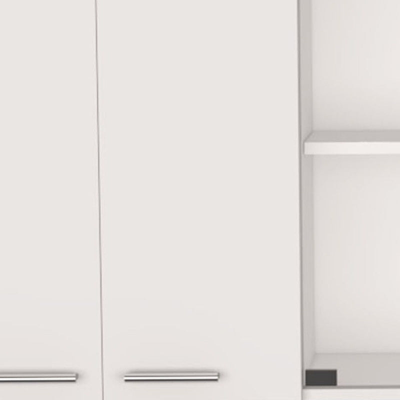 59" Wood Wall Mounted China Cabinet With Six Doors - White