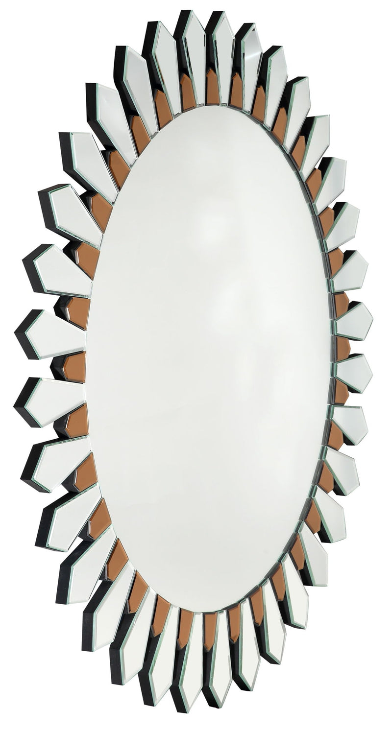 43" Round Glass Framed Accent Mirror - Gold