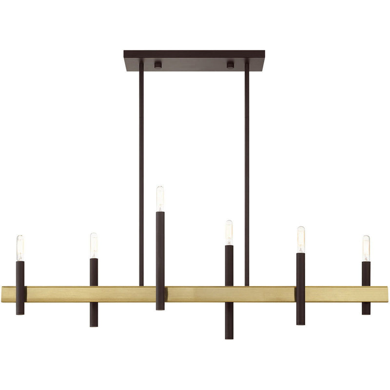 6-Light Dimmable Chandelier With Shades - Bronze