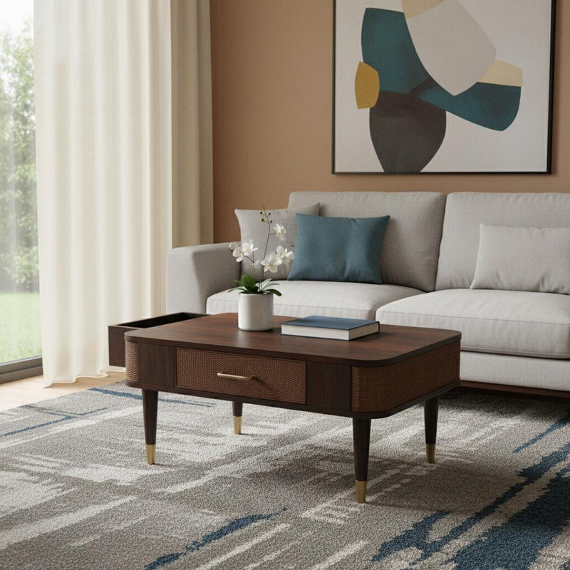 Solid Wood Solid Coffee Table With Drawer (717413) - Brown