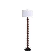 Load image into Gallery viewer, Resin Floor Lamp With White Fabric Drum Shade - Brown / White
