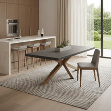 Load image into Gallery viewer, 95" Wood And Solid Wood Pedestal Base Dining Table - Gray
