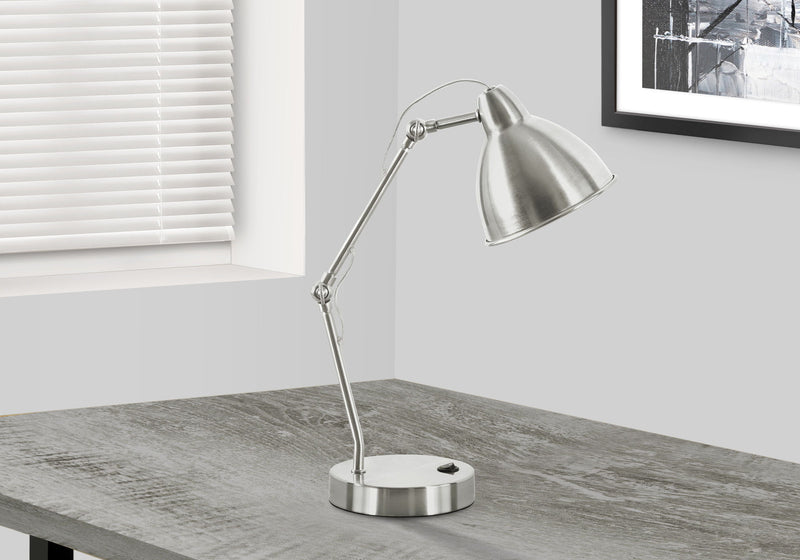 Metal Round USB Table Lamp With Nickel Dome Shade - Nickel