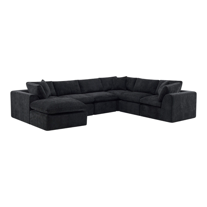 Chenille Modular Sofa Chaise With Ottoman Toss Pillows (725207) - Black