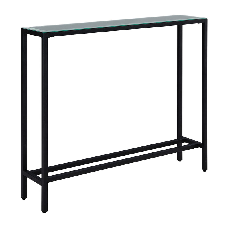 36" Mirrored Glass Console Table - Black