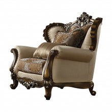 Load image into Gallery viewer, Fabric Floral Tufted Wingback Chair - Tan And Brown
