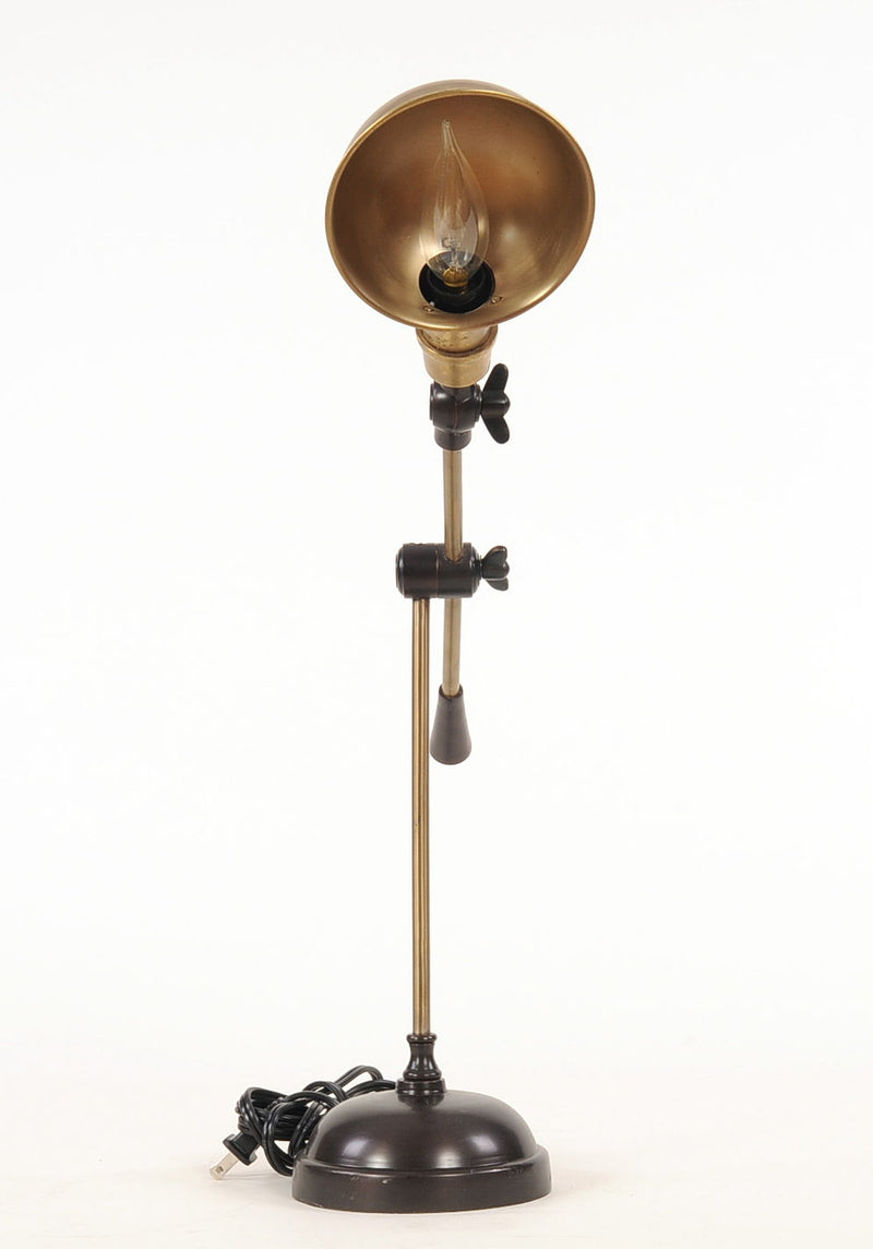Metal Adjustable Desk Table Lamp With Gold Bowl Shade - Black
