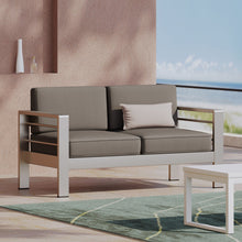 Load image into Gallery viewer, Outdoor Aluminum Loveseat With Cushion - Gray
