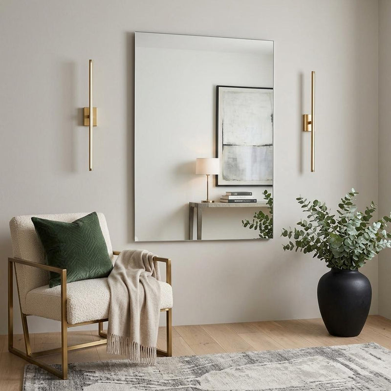 Frameless Full Length Mirror - Silver