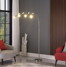 Load image into Gallery viewer, Four Lights LED Arc Floor Lamp - Nickel
