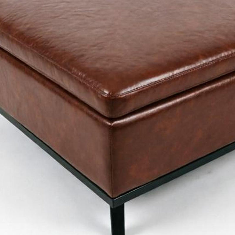And Black Faux Leather Ottoman With Storage - Brown