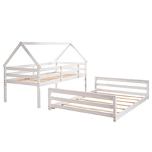 Load image into Gallery viewer, Twin over Full House Bunk Bed with Built-in Ladder,White
